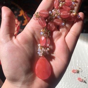 Coral Jewels Necklace & Earring Set